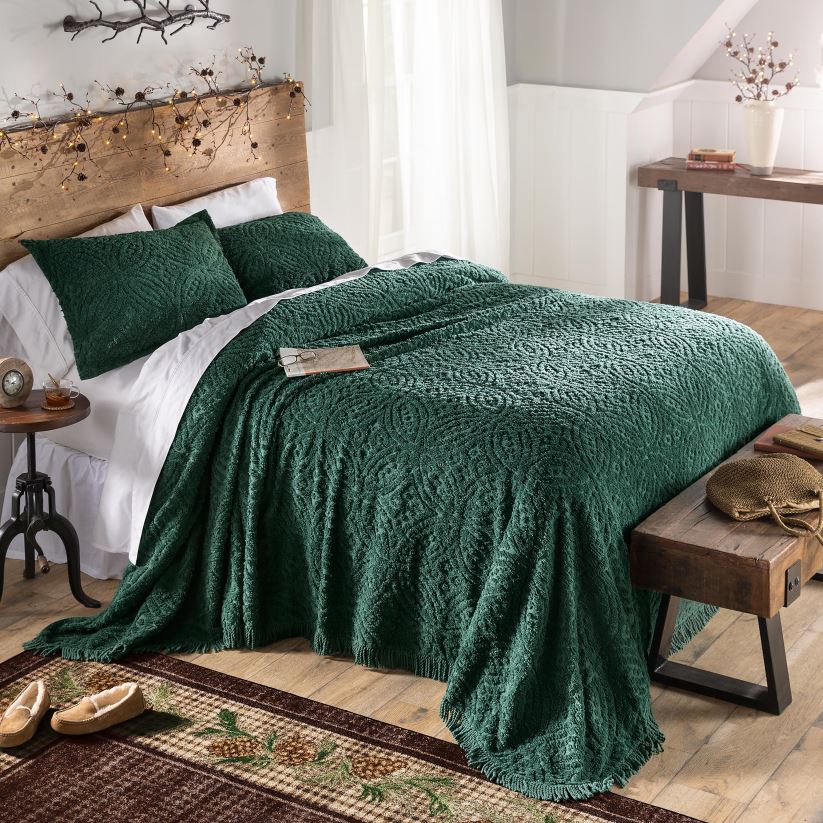 Plow & Hearth articles ménagers Couvre-lit et taies décoratives en chenille touffetée pour alliances 0BNZ2650