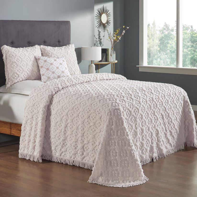 Plow & Hearth articles ménagers Ensemble couvre-lit en chenille de coton touffeté avec taies décoratives Josie - bleu - très grand lit 0BNZ2656