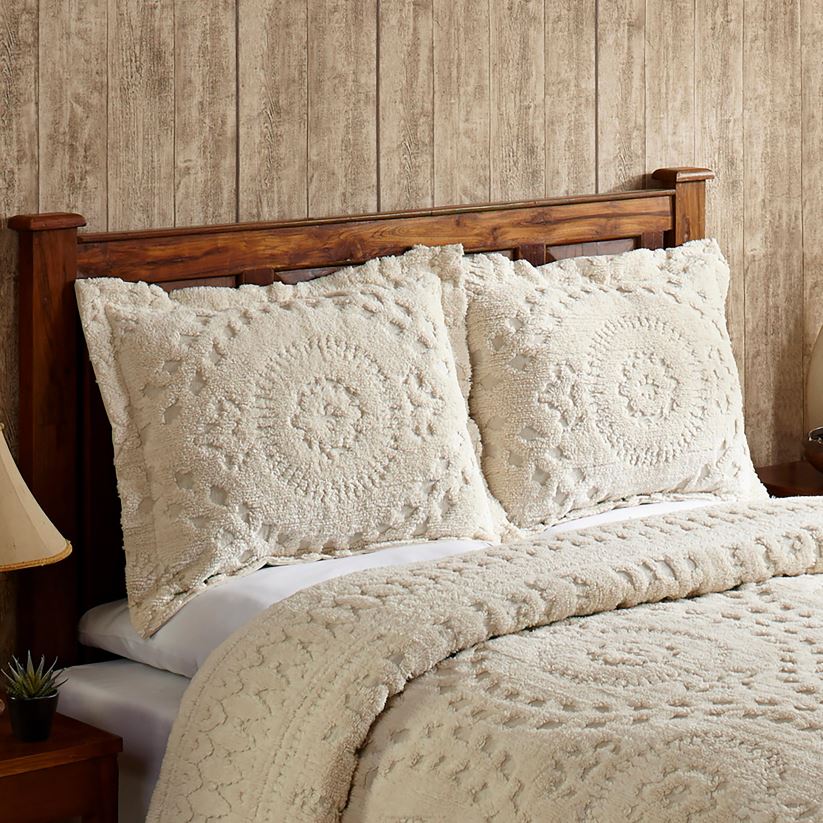 Plow & Hearth articles ménagers Taie décorative en chenille de coton touffetée Corinne - ivoire - très grand lit 0BNZ2654