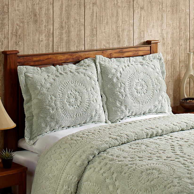 Plow & Hearth articles ménagers Taie décorative en chenille de coton touffetée Corinne - ivoire - très grand lit 0BNZ2654