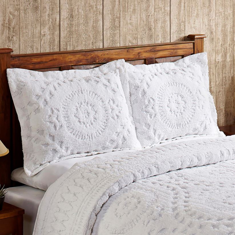 Plow & Hearth articles ménagers Taie décorative en chenille de coton touffetée Corinne - ivoire - très grand lit 0BNZ2654