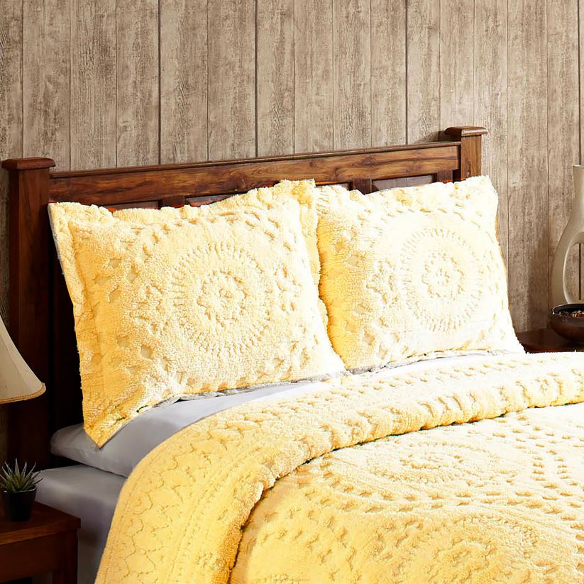 Plow & Hearth articles ménagers Taie décorative en chenille de coton touffetée Corinne - ivoire - très grand lit 0BNZ2654