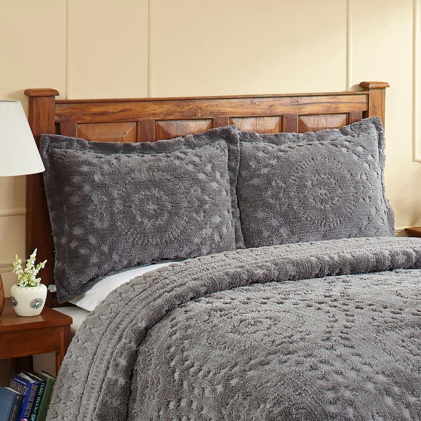 Plow & Hearth articles ménagers Taie décorative en chenille de coton touffetée Corinne - ivoire - très grand lit 0BNZ2654