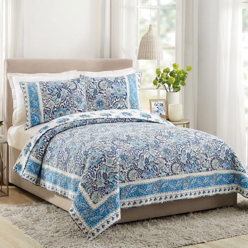 Plow & Hearth articles ménagers ensemble 3 pièces courtepointe en coton Isabella - complet/grand lit 0BNZ2655