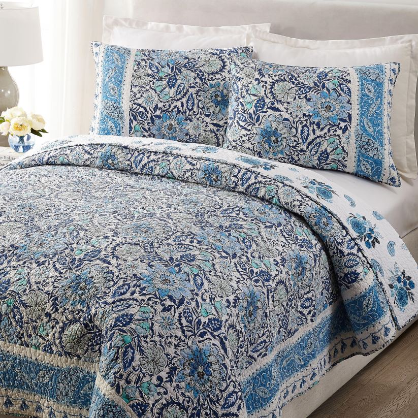 Plow & Hearth articles ménagers ensemble 3 pièces courtepointe en coton Isabella - complet/grand lit 0BNZ2655