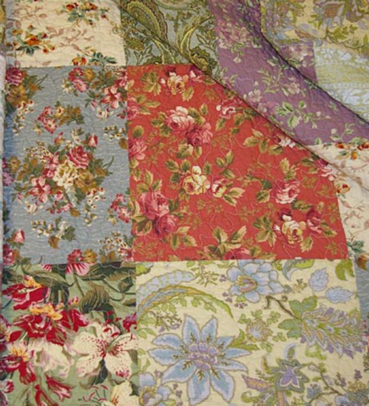 Plow & Hearth articles ménagers ensemble bonus de courtepointe en bloc de patchwork de fleurs sauvages en coton 0BNZ2660