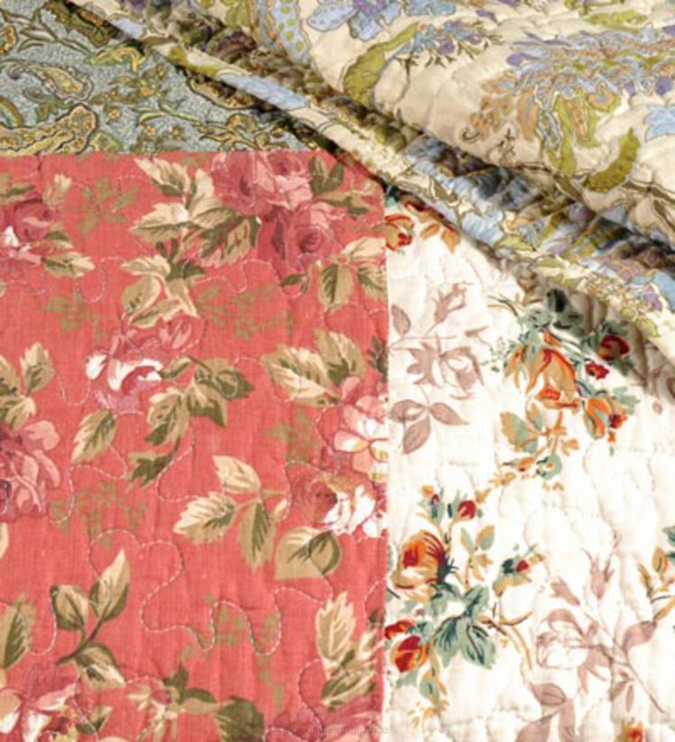 Plow & Hearth articles ménagers ensemble bonus de courtepointe en bloc de patchwork de fleurs sauvages en coton 0BNZ2660