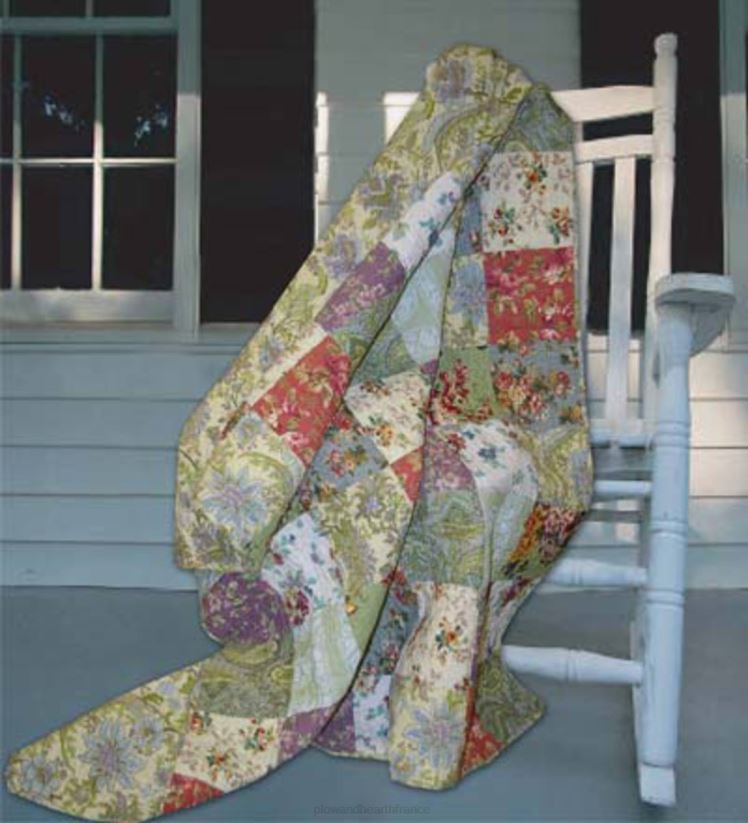 Plow & Hearth articles ménagers ensemble bonus de courtepointe en bloc de patchwork de fleurs sauvages en coton 0BNZ2660