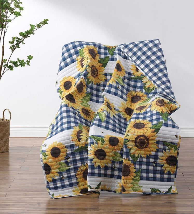 Plow & Hearth articles ménagers ensemble de literie matelassé champs de tournesols, 0BNZ2677