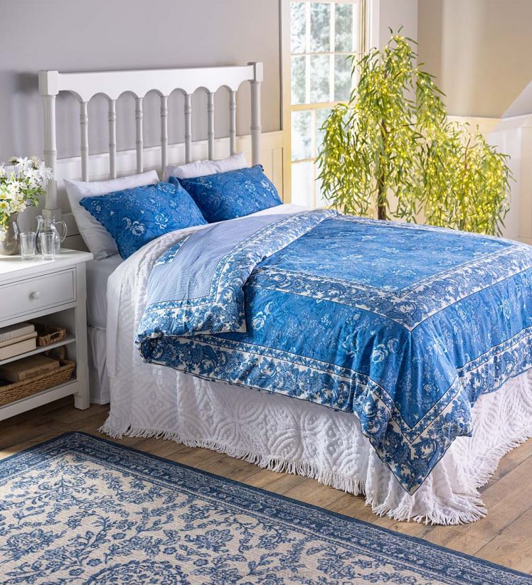 Plow & Hearth articles ménagers literie réversible à motif floral bleu rose en porcelaine 0BNZ2674