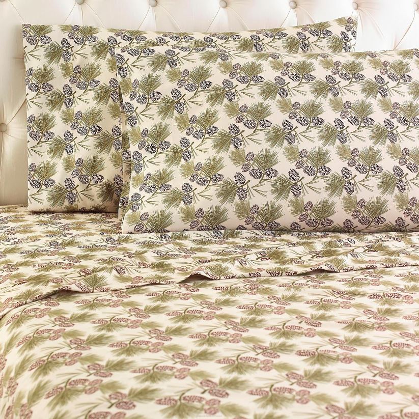 Plow & Hearth articles ménagers ensemble de draps en micro flanelle imprimé - carreaux d'écorce - complet 0BNZ2686