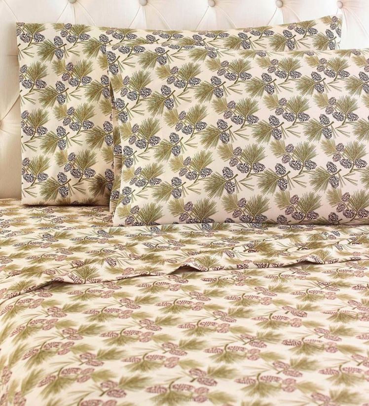 Plow & Hearth articles ménagers ensemble de draps en micro flanelle pommes de pin 0BNZ2679