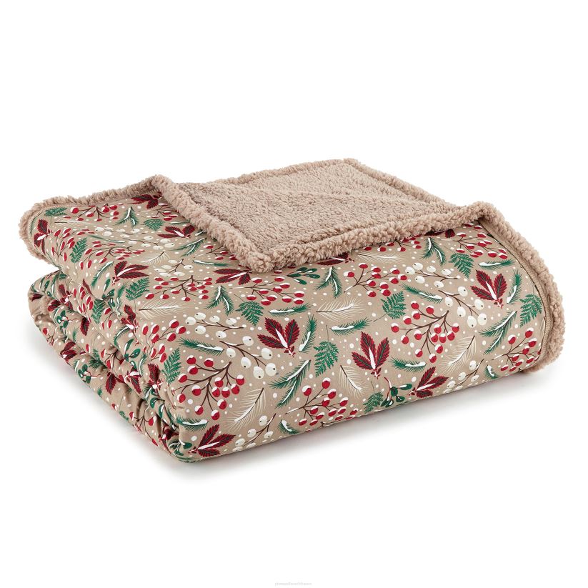 Plow & Hearth articles ménagers couverture sherpa en micro flanelle à motifs réversibles - plaid patch baies - king 0BNZ2687