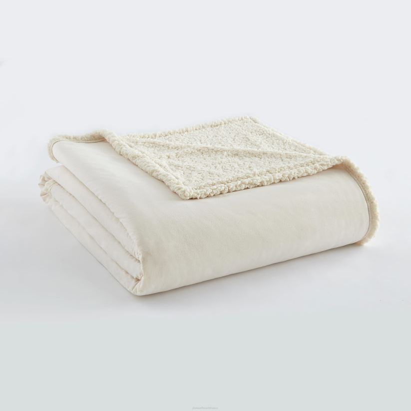 Plow & Hearth articles ménagers couverture sherpa en micro flanelle unie réversible - bleu - simple 0BNZ2690