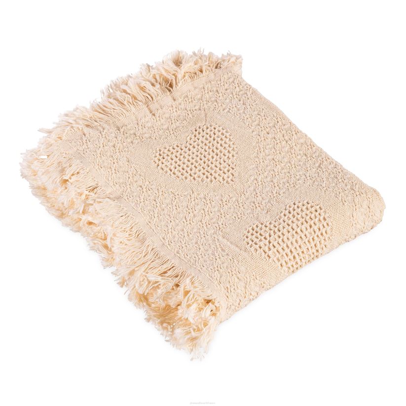 Plow & Hearth articles ménagers jeté coeur en coton tressé - blanc 0BNZ2691