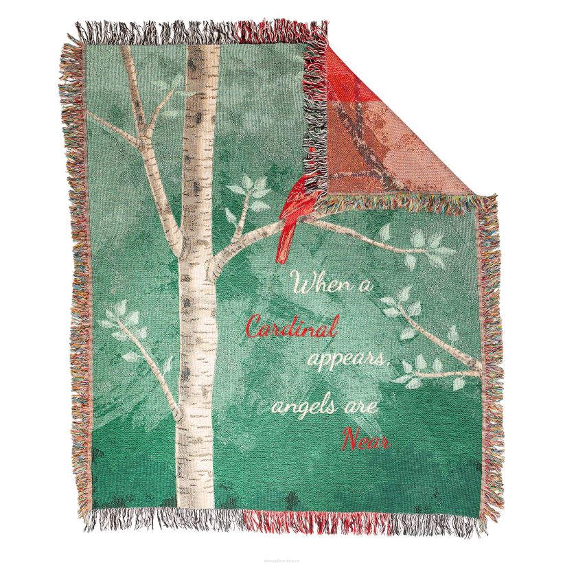 Plow & Hearth articles ménagers jeté en tapisserie en coton à message cardinal fabriqué aux États-Unis 0BNZ783