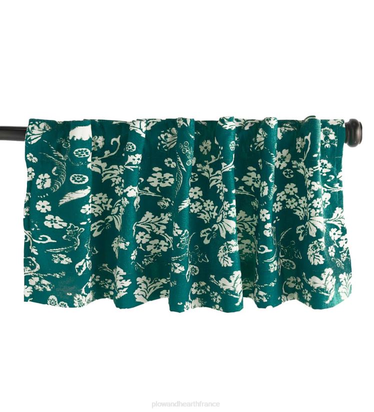 Plow & Hearth articles ménagers Cantonnière de rideau isolée en damassé floral avec passe-tringle, 42"l x 14"l - à feuilles persistantes 0BNZ3180
