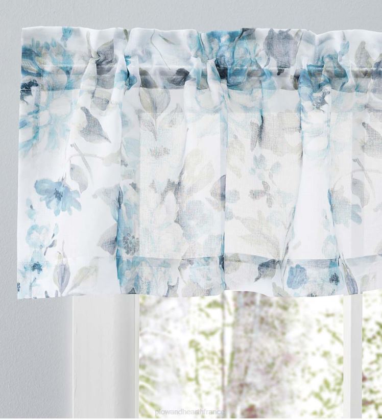 Plow & Hearth articles ménagers cantonnière fantaisiste avec passe-tringle, 54"l x 13"l - bleu 0BNZ2628