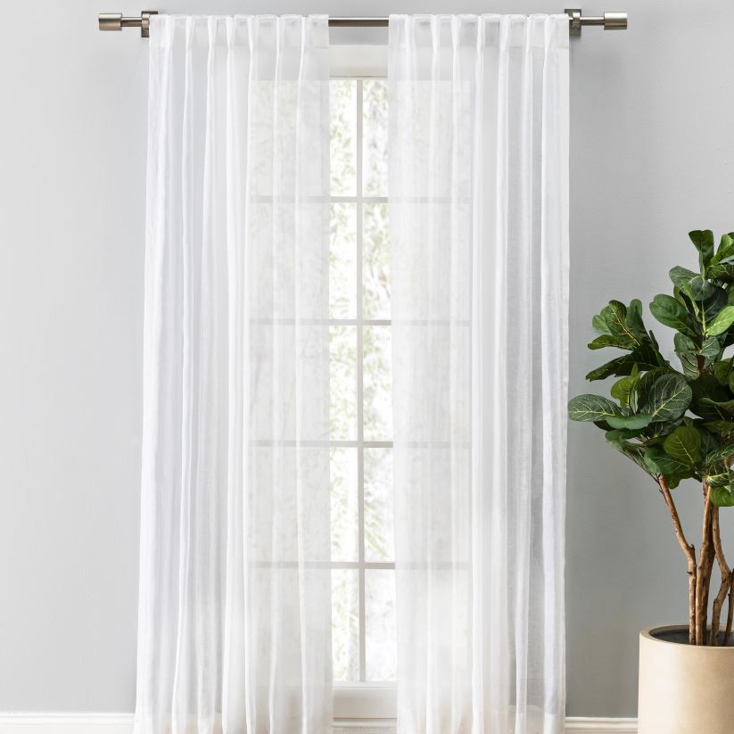 Plow & Hearth articles ménagers Gabriela passe-tringle en lin transparent/panneau à languette arrière - avoine - 48