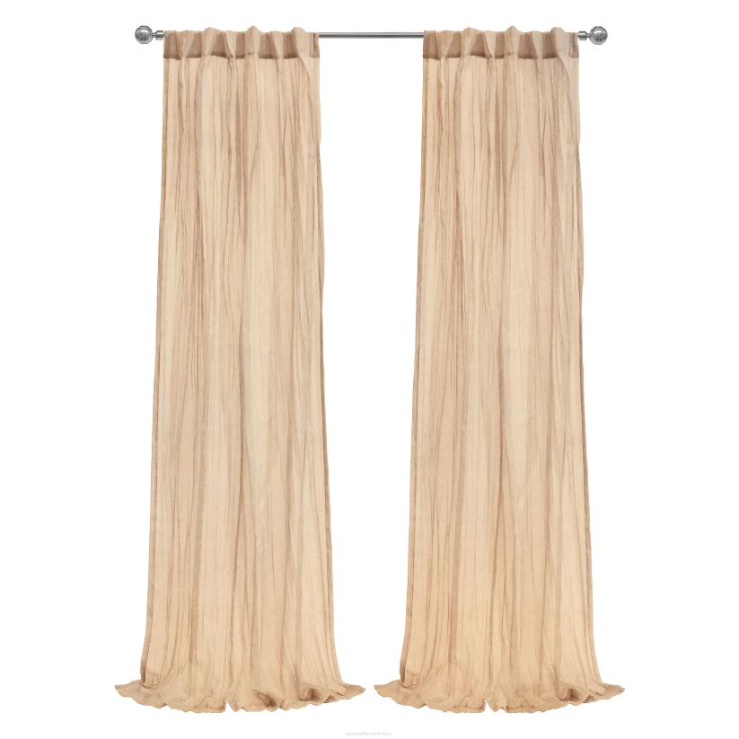 Plow & Hearth articles ménagers layla patte arrière/passe-tringle panneau transparent plissé écrasé - abricot - 52" x 108" 0BNZ2606