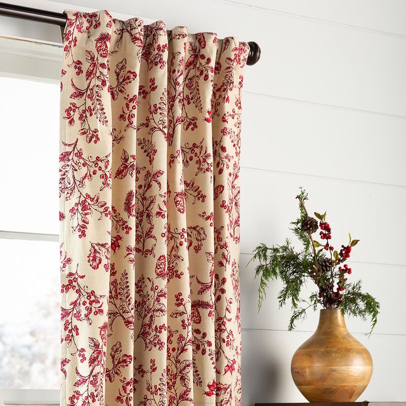 Plow & Hearth articles ménagers panneau de rideau en coton à double doublure isolé en toile botanique avec passe-tringle 0BNZ2558