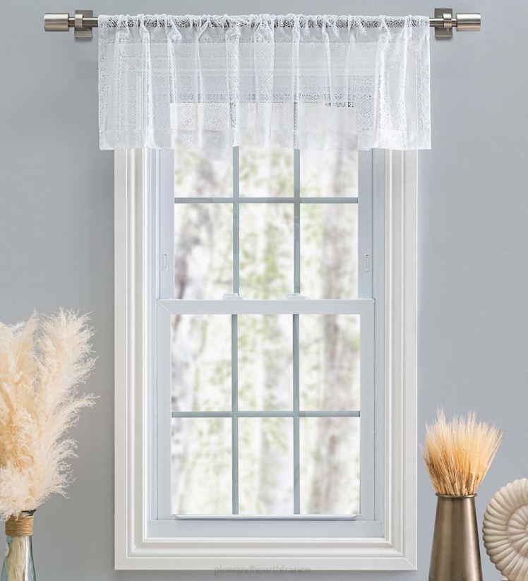 Plow & Hearth articles ménagers rideaux en dentelle à rayures médaillons 0BNZ2615