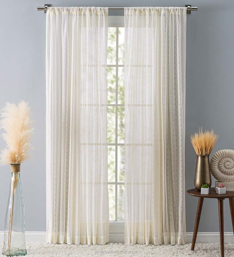 Plow & Hearth articles ménagers rideaux en dentelle à rayures médaillons 0BNZ2615