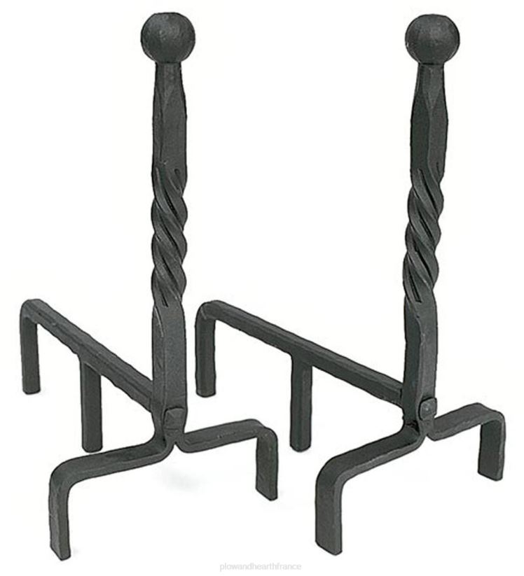 Plow & Hearth accessoires Ensemble de chenets en fer forgé avec embout boule et finition noire 0BNZ2854