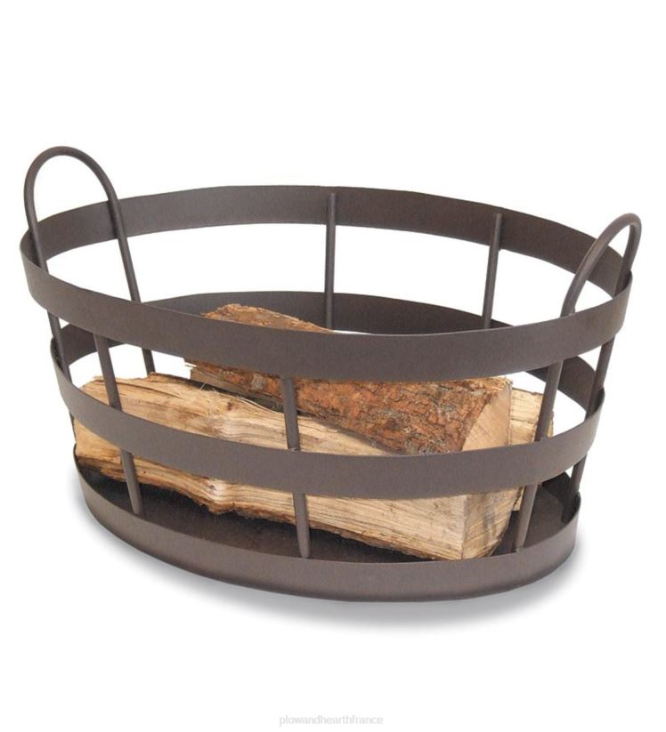 Plow & Hearth accessoires Corbeille à bûches intérieure/extérieure de style shaker en fer forgé - bronze 0BNZ2962