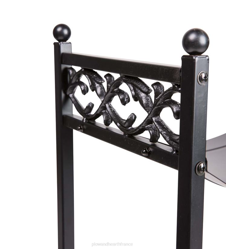 Plow & Hearth accessoires support à bûches compact, en fonte avec motif à volutes - noir 0BNZ2961