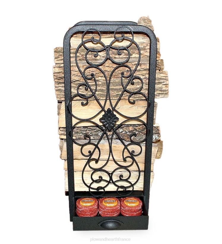 Plow & Hearth accessoires étagère en bois à volutes avec tiroir - noir 0BNZ2966