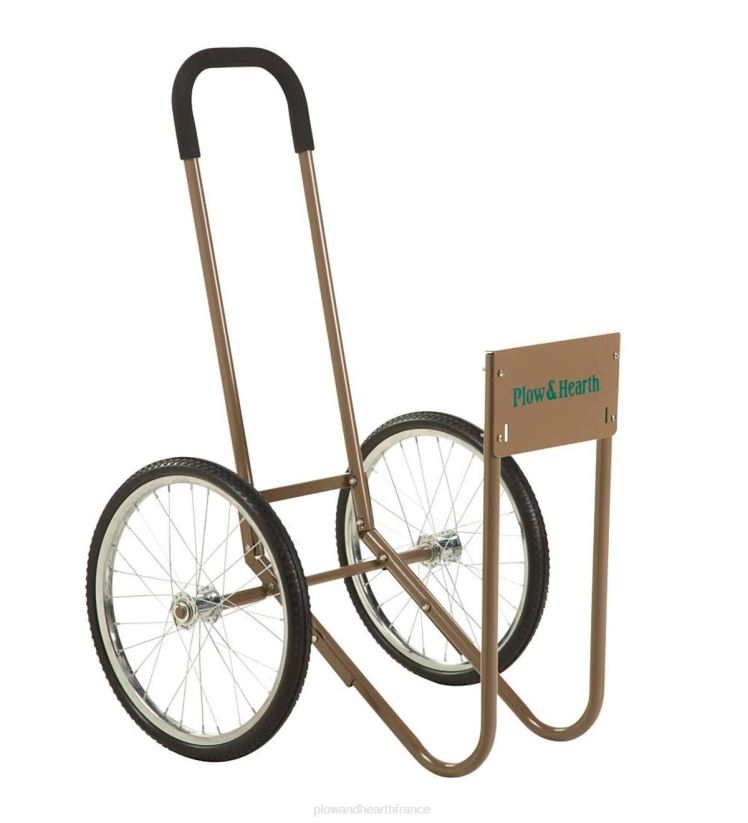 Plow & Hearth accessoires chariot à bois roulant, en acier robuste avec de grandes roues 0BNZ2953