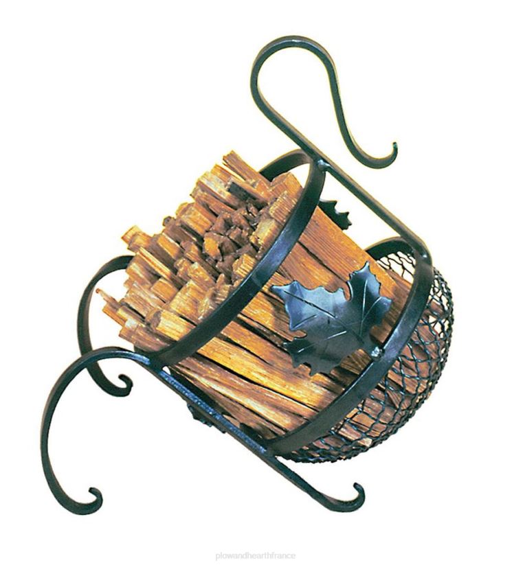 Plow & Hearth cheminée Caddy en bois gras de feuille d'érable avec 4 lb. bois gras - graphite 0BNZ2715