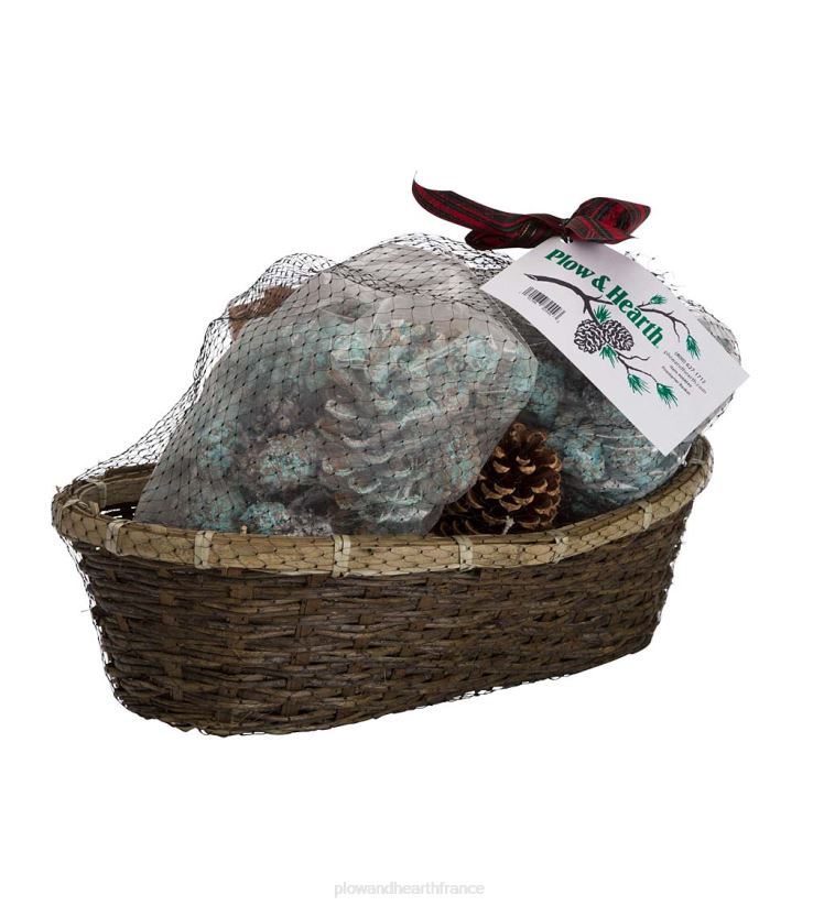 Plow & Hearth cheminée Panier-cadeau de vacances allume-feu avec bois gras, cônes de couleur et cônes de cire 0BNZ2706