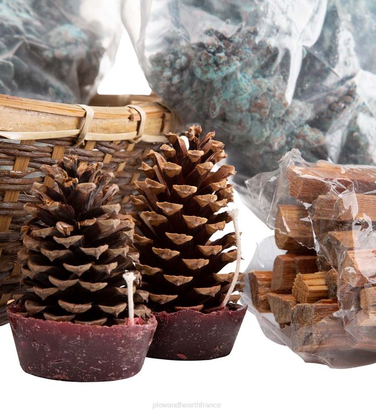 Plow & Hearth cheminée Panier-cadeau de vacances allume-feu avec bois gras, cônes de couleur et cônes de cire 0BNZ2706