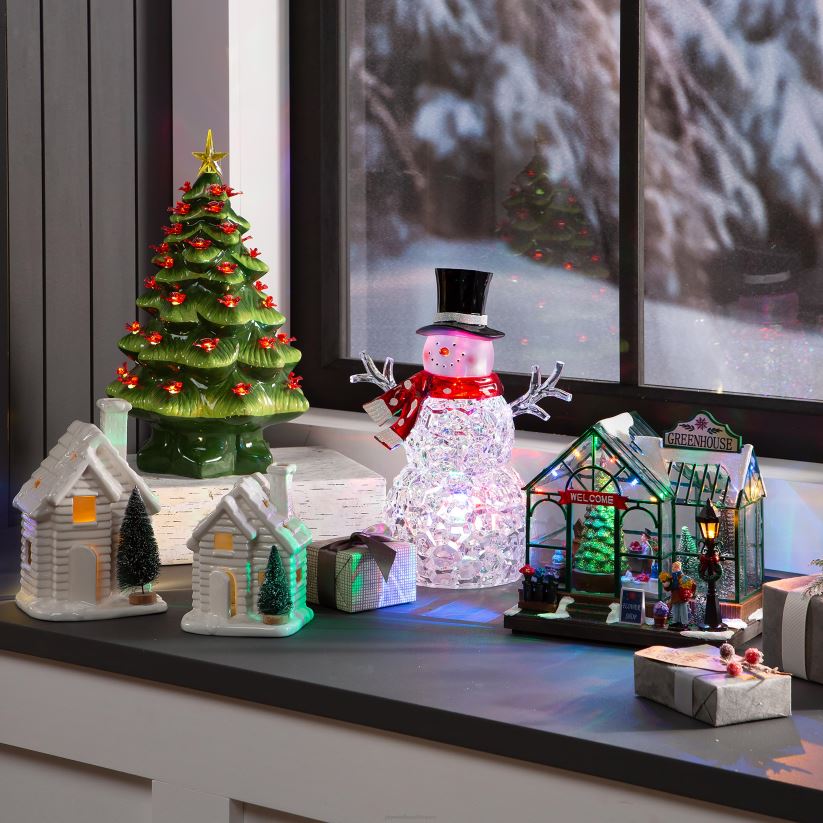 Plow & Hearth cheminée Décoration de table bonhomme de neige illuminé multicolore 0BNZ2821