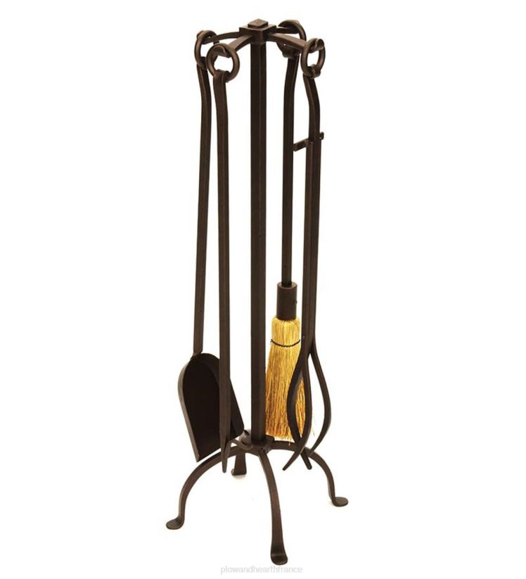 Plow & Hearth cheminée Ensemble d'outils de cheminée 4 pièces de style country anglais en finition bronze - bronze 0BNZ2748