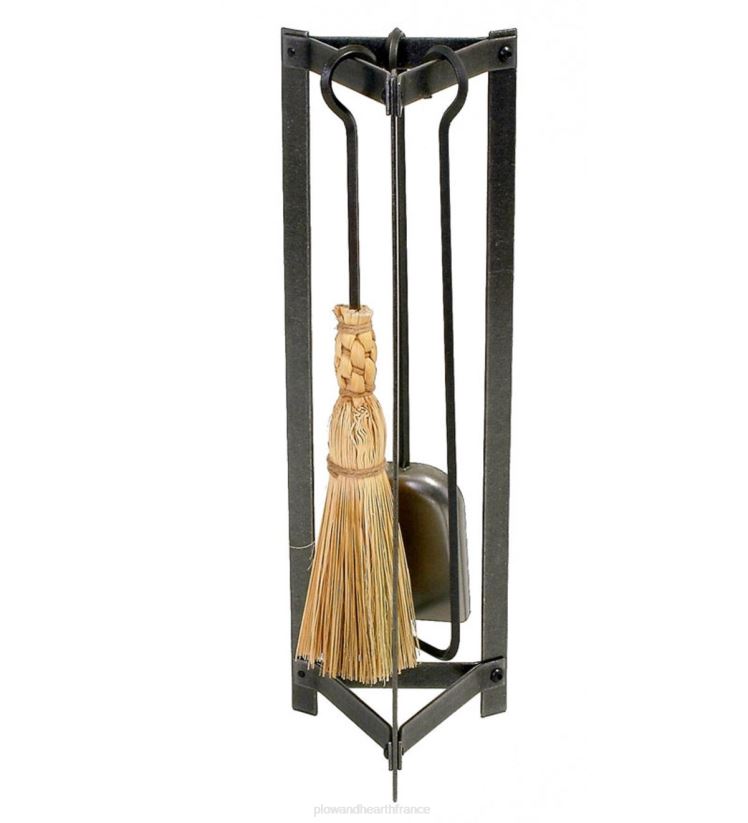 Plow & Hearth cheminée Ensemble d'outils de cheminée triangulaire en acier martelé de fabrication américaine 0BNZ2738