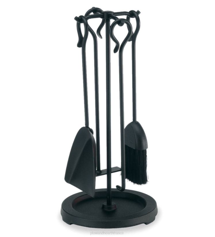 Plow & Hearth cheminée ensemble d'outils de cheminée compact - noir 0BNZ2735