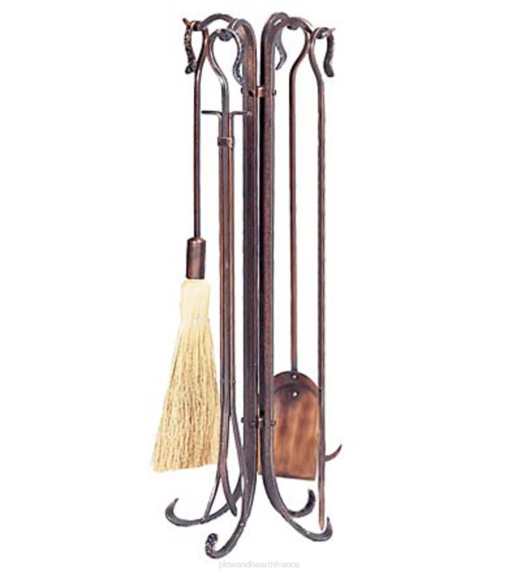 Plow & Hearth cheminée outils de feu d'escroc martelé - cuivre 0BNZ2759