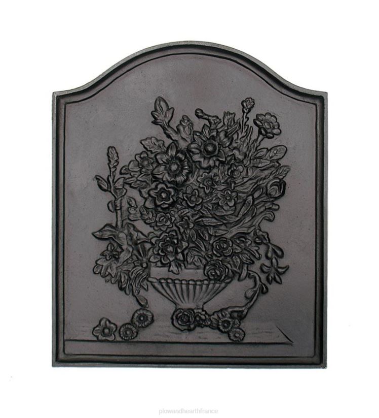 Plow & Hearth cheminée Plaque de cheminée en fonte bouquet au fini noir mat 0BNZ2815