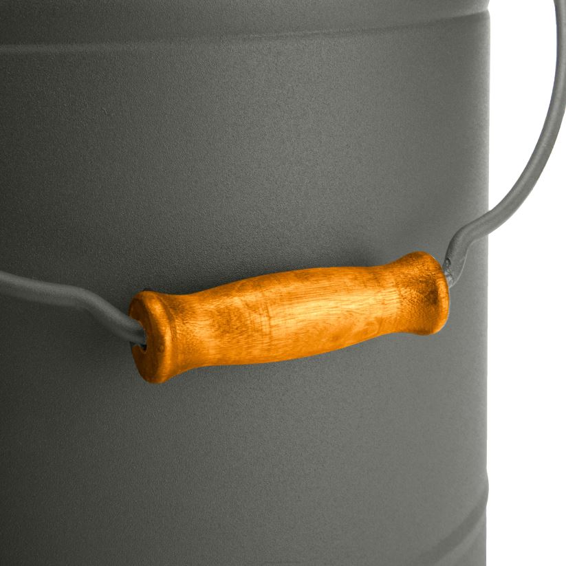 Plow & Hearth cheminée Seau à cendres galvanisé de luxe avec poignée, couvercle et fond double couche - noir anthracite 0BNZ2824