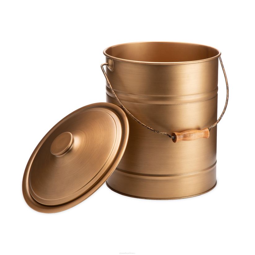 Plow & Hearth cheminée Seau à cendres galvanisé de luxe avec poignée, couvercle et fond double couche - noir anthracite 0BNZ2824