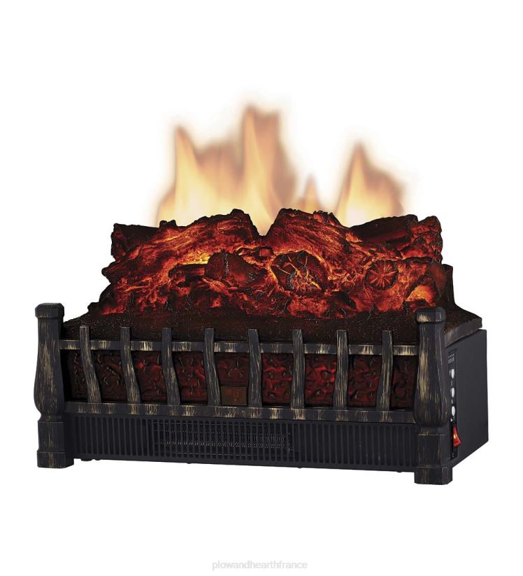 Plow & Hearth cheminée Ensemble de bûches électriques rustiques avec projecteur et chauffage 0BNZ2936