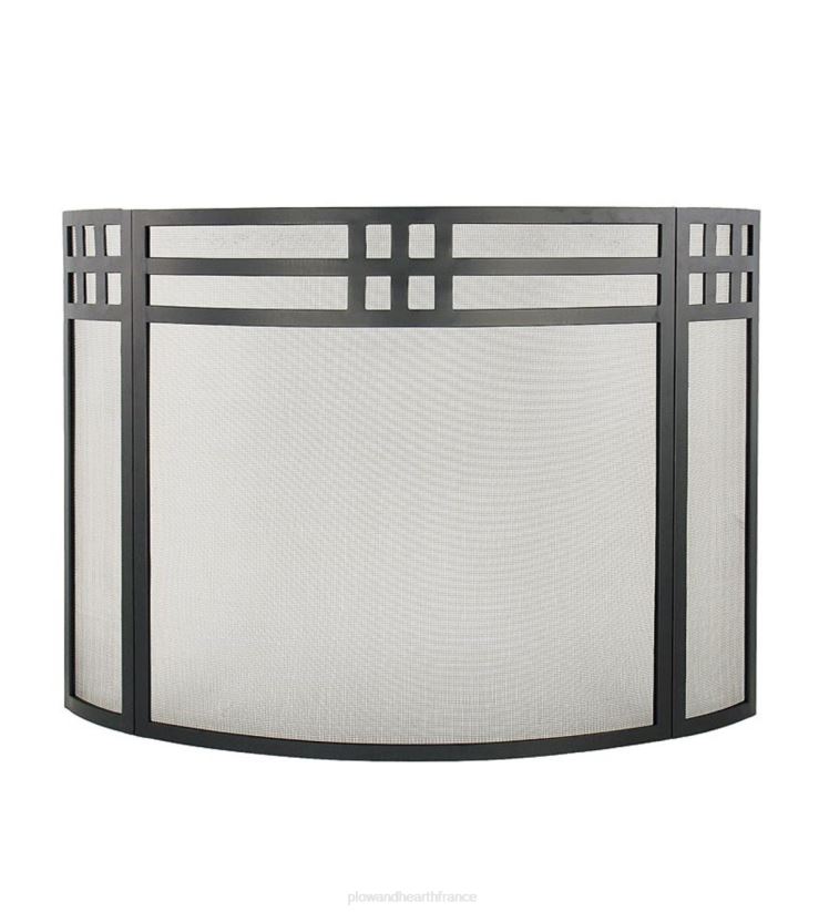 Plow & Hearth cheminée Paravent de cheminée pliant de style mission en fer forgé - noir 0BNZ2893