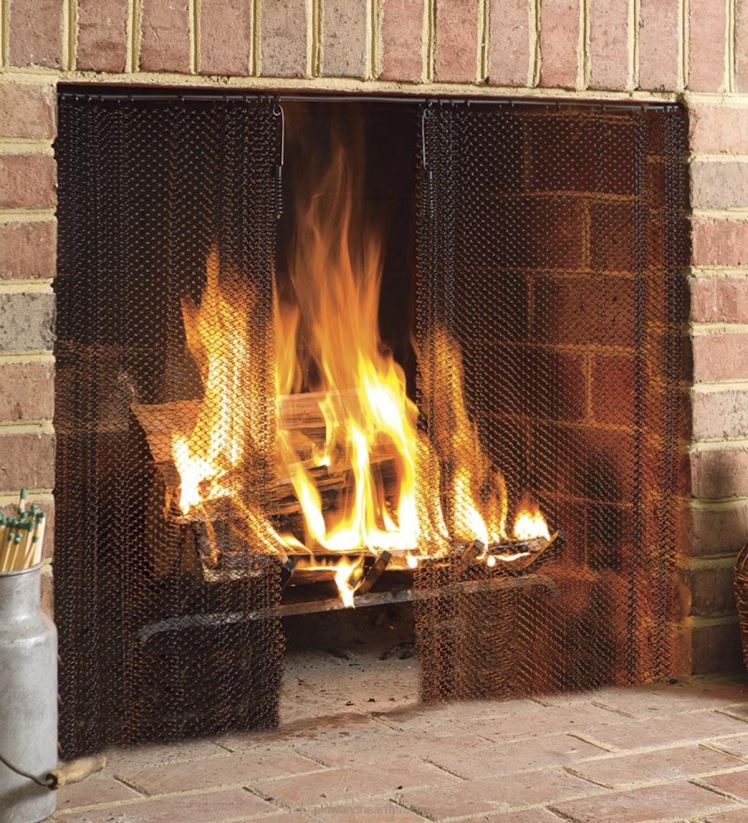 Plow & Hearth cheminée Rideaux en maille noire, paires de rideaux pour écran de cheminée 0BNZ2898