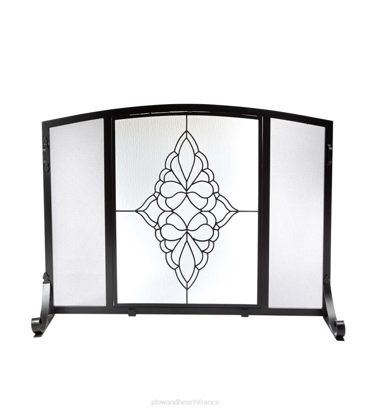 Plow & Hearth cheminée St. Pare-feu à garde plate avec médaillon en verre Charles 0BNZ2878