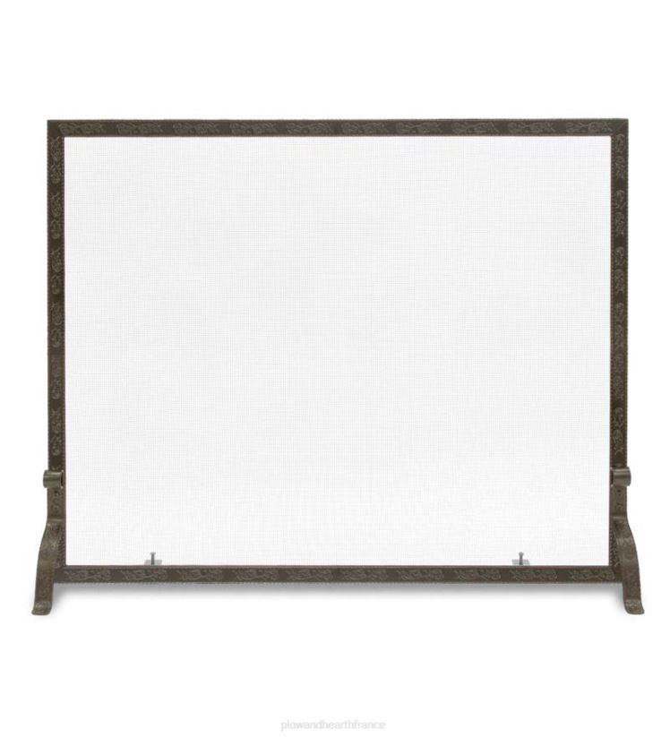 Plow & Hearth cheminée écran de cheminée à panneau unique en relief branche de laurier - bronze 0BNZ2888