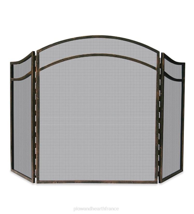 Plow & Hearth cheminée écran de cheminée pliant à trois volets en fer forgé rouille antique avec arche - rouille 0BNZ2884
