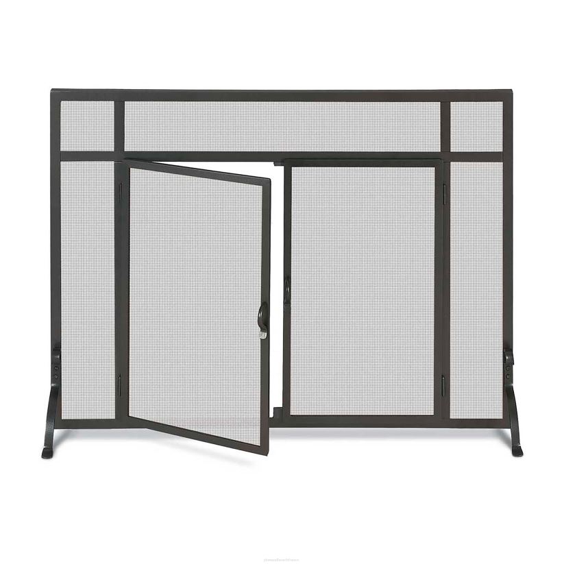 Plow & Hearth cheminée grand écran de cheminée sur mesure, garde plate avec portes droites - noir 0BNZ2923